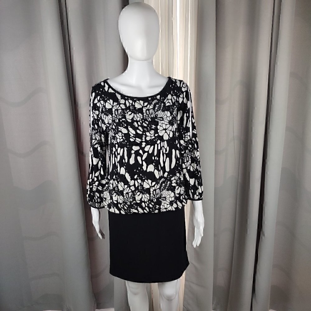 Nicole by Nicole Miller Black And White Open Shoulder/Arm One Piece Dress Size M